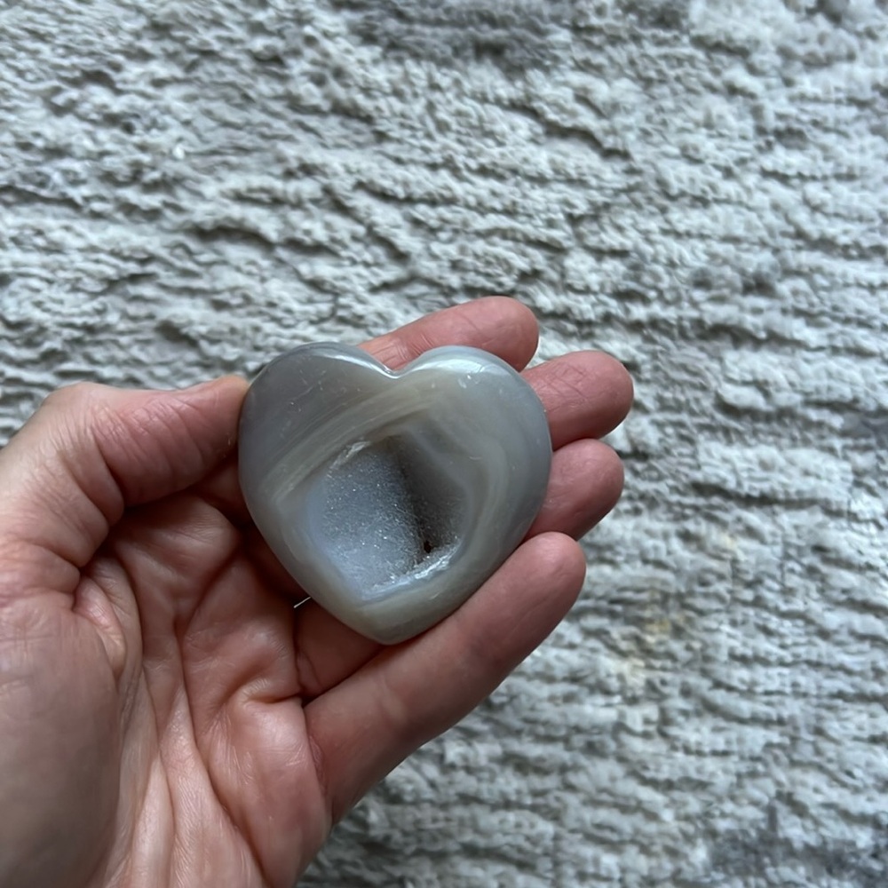 Druzy Heart Gray Agate